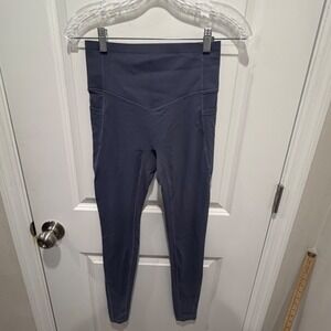 Halara Women Leggings High Waisted Side Pockets Blue Gray Size Small